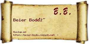 Beier Bodó névjegykártya
